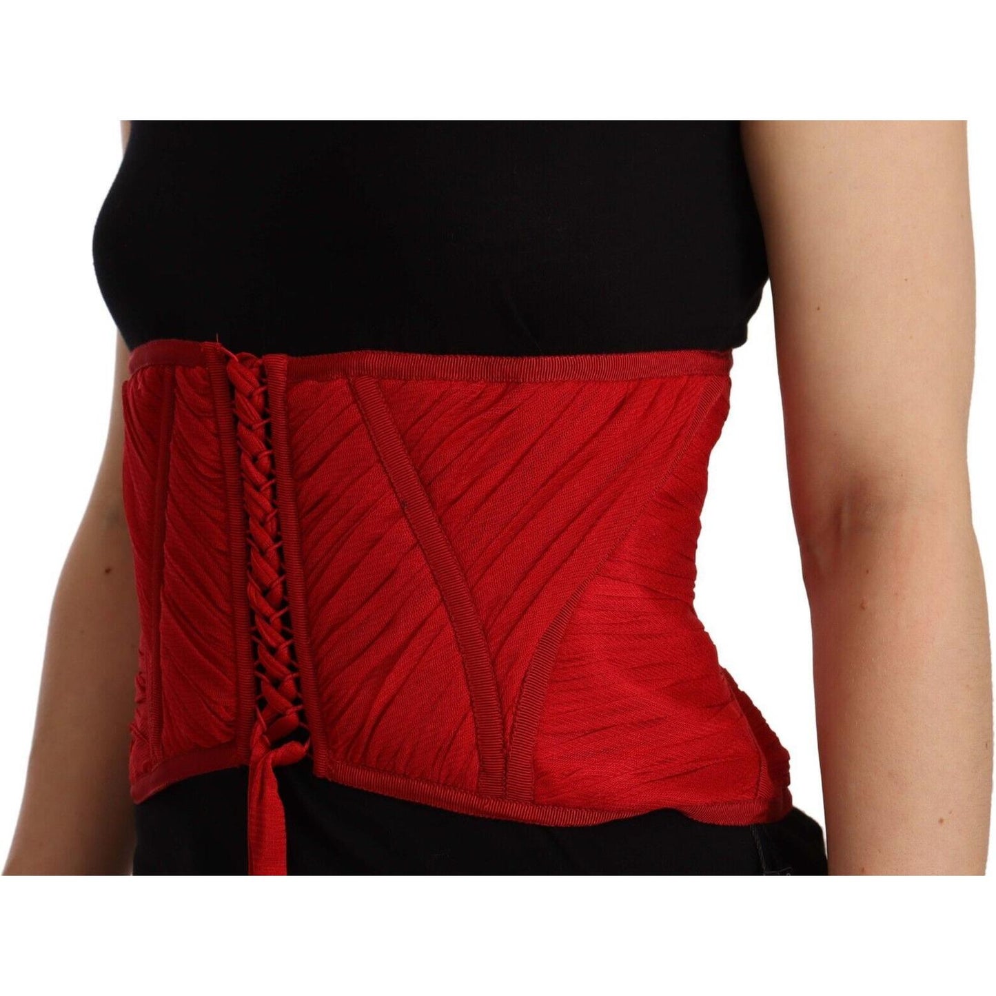 Dolce & Gabbana Dolce & Gabbana Elegant Red Silk Corset Belt Top TSH6822 - 36 1728,67345645728,Dolce & Gabbana,IT36 | XS,New with tags,Red,Tops & T-Shirts - Women - Clothing,Women