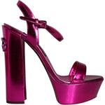 Dolce & Gabbana Dolce & Gabbana Fuchsia Leather Platform Logo Keira Sandals Shoes LA11489-40 1728,67345645728,Dolce & Gabbana,EU40/US9.5,Fuchsia,Material: 64% PU 36% Polyester,New with tags,Sandals - Women - Shoes,Women