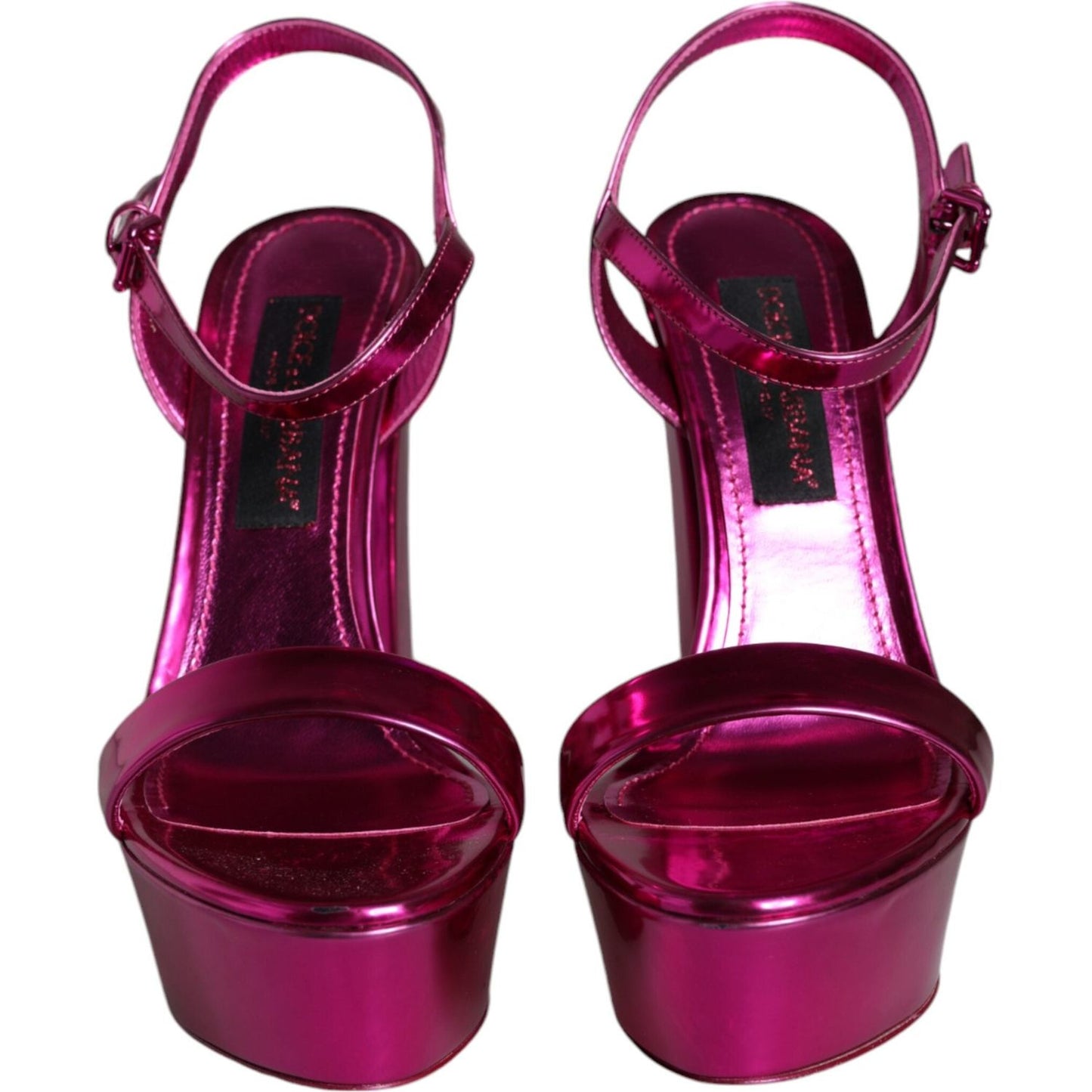 Dolce & Gabbana Dolce & Gabbana Fuchsia Leather Platform Logo Keira Sandals Shoes LA11489-40 1728,67345645728,Dolce & Gabbana,EU40/US9.5,Fuchsia,Material: 64% PU 36% Polyester,New with tags,Sandals - Women - Shoes,Women