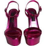Dolce & Gabbana Dolce & Gabbana Fuchsia Leather Platform Logo Keira Sandals Shoes LA11489-40 1728,67345645728,Dolce & Gabbana,EU40/US9.5,Fuchsia,Material: 64% PU 36% Polyester,New with tags,Sandals - Women - Shoes,Women