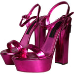 Dolce & Gabbana Dolce & Gabbana Fuchsia Leather Platform Logo Keira Sandals Shoes LA11489-40 1728,67345645728,Dolce & Gabbana,EU40/US9.5,Fuchsia,Material: 64% PU 36% Polyester,New with tags,Sandals - Women - Shoes,Women