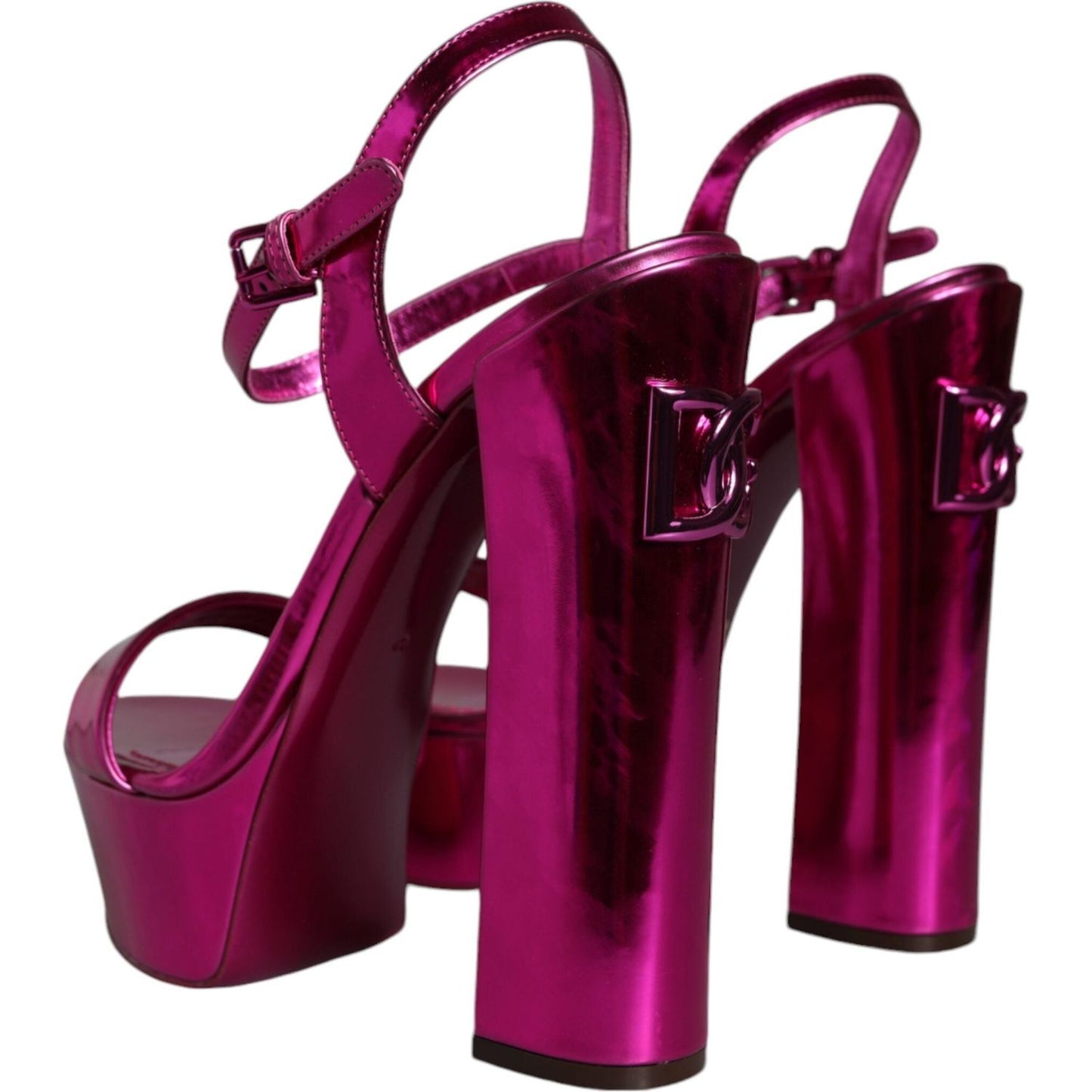 Dolce & Gabbana Dolce & Gabbana Fuchsia Leather Platform Logo Keira Sandals Shoes LA11489-40 1728,67345645728,Dolce & Gabbana,EU40/US9.5,Fuchsia,Material: 64% PU 36% Polyester,New with tags,Sandals - Women - Shoes,Women