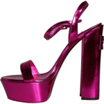 Dolce & Gabbana Dolce & Gabbana Fuchsia Leather Platform Logo Keira Sandals Shoes LA11489-40 1728,67345645728,Dolce & Gabbana,EU40/US9.5,Fuchsia,Material: 64% PU 36% Polyester,New with tags,Sandals - Women - Shoes,Women