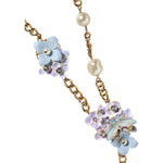 Dolce & Gabbana Gold Chain Brass Floral Layered Crystal Pearl Necklace Necklace Dolce & Gabbana Light Gray