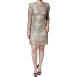 Dolce & Gabbana Gold Floral Lace A-line Sheath Mini Dress Dolce & Gabbana Rosy Brown