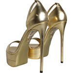 Dolce & Gabbana Dolce & Gabbana Gold Leather Platform Keira Sandals Shoes LA11422-38 1728,67345645728,Dolce & Gabbana,EU38/US7.5,Gold,Material: 100% Lamb Leather,Preowned / Defect,Sandals - Women - Shoes,Women