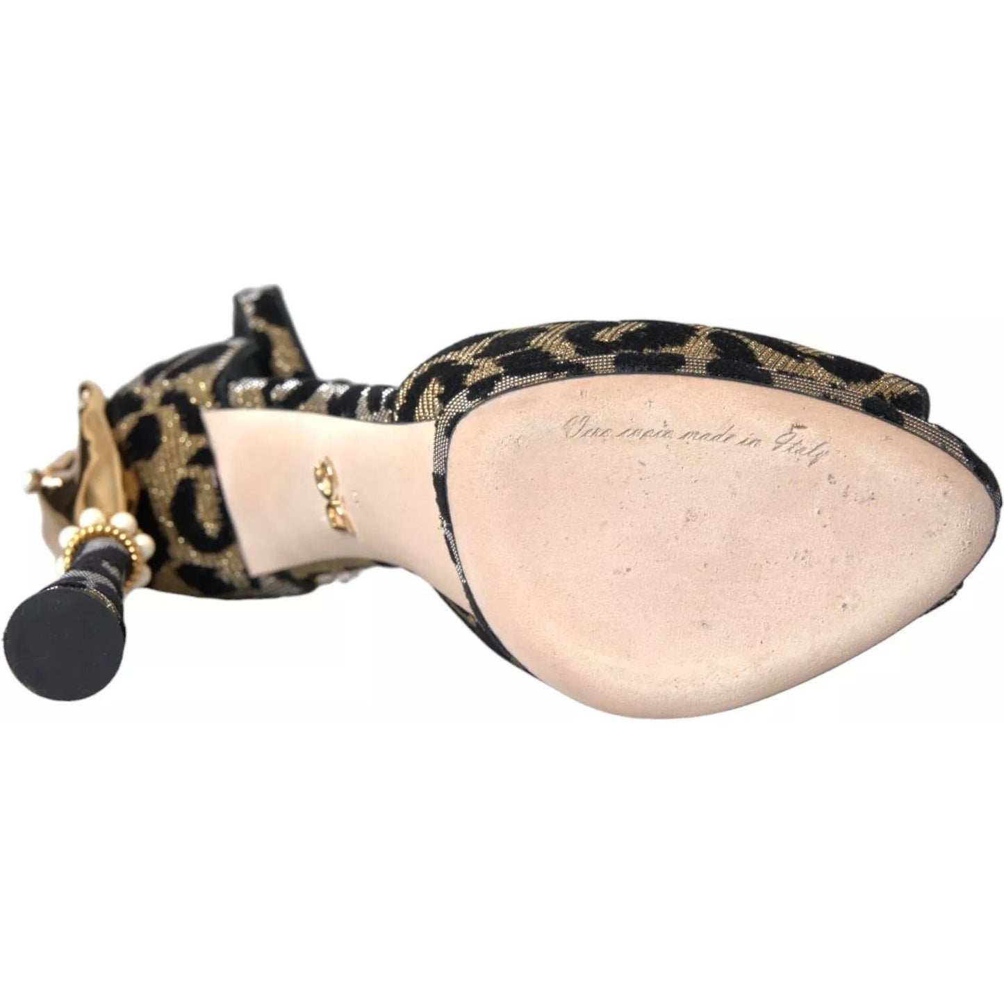 Dolce & Gabbana Dolce & Gabbana Gold Leopard Embellished Heel Sandals Shoes LA10698-39 1728,67345645728,Dolce & Gabbana,EU39/US8.5,Gold,Preowned / Defect,Sandals - Women - Shoes,Women