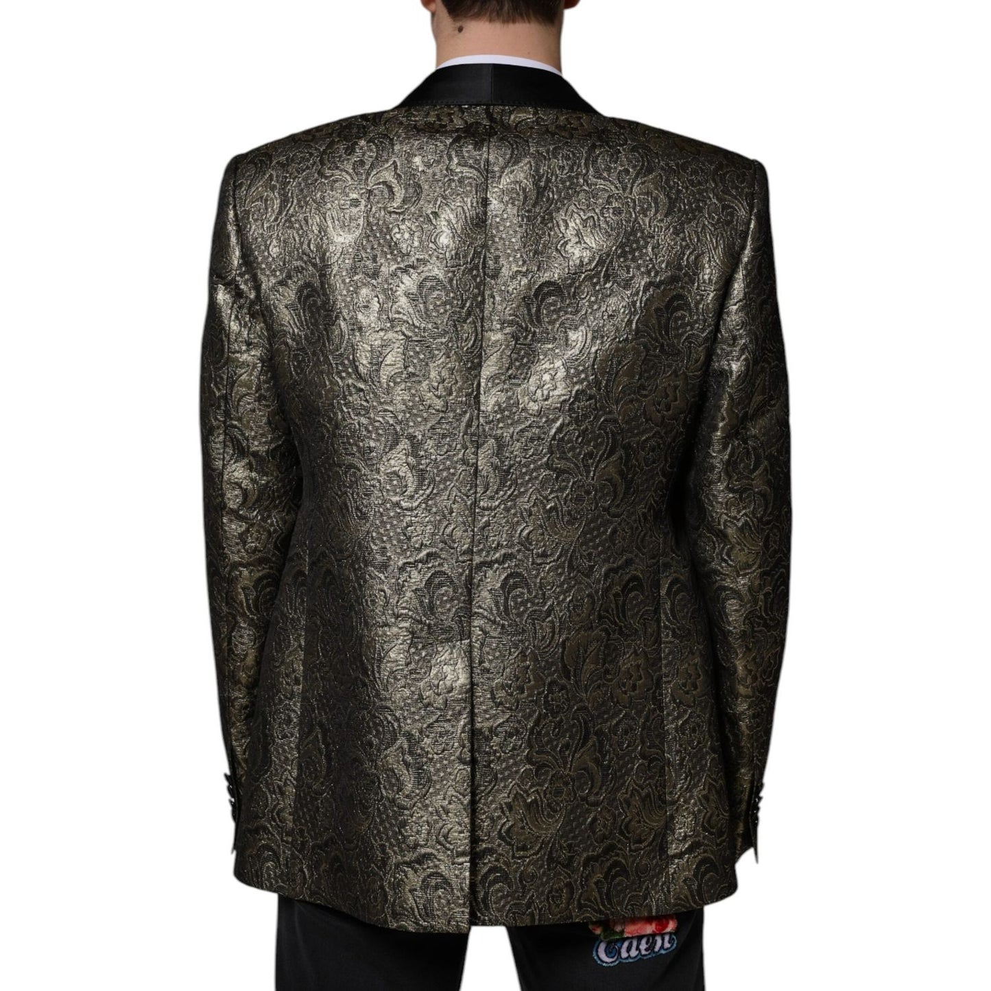Dolce & Gabbana Gold SICILIA Jacquard Single Breasted Coat Blazer KOS2254-58