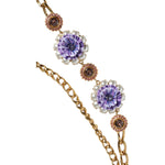 Dolce & Gabbana Gold Tone Floral Crystals Embellished Layered Necklace Necklace Dolce & Gabbana Gray