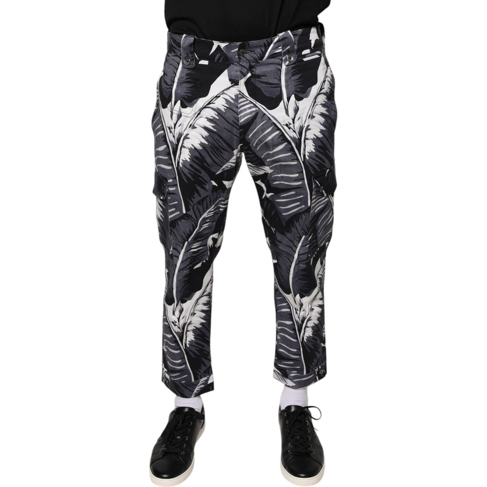 Dolce & Gabbana Dolce & Gabbana Gray Banana Leaf Cotton Stretch Capri Pants PAN75563-46 1728,3% Elastane (stretch),67345645728,Dolce & Gabbana,Gray,IT46 | S,Jeans & Pants - Men - Clothing,Material: 97% Cotton,Men,New with tags