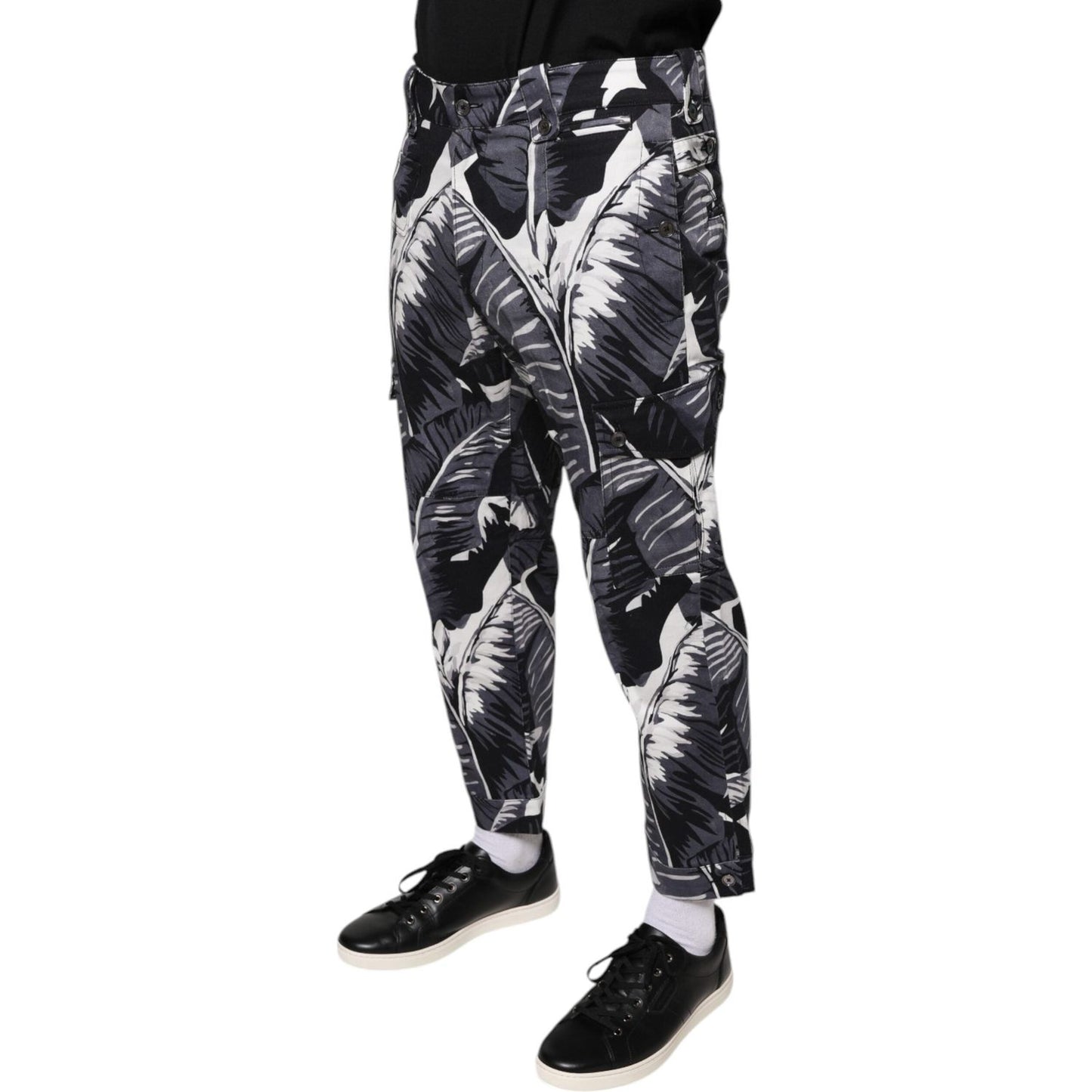 Dolce & Gabbana Dolce & Gabbana Gray Banana Leaf Cotton Stretch Capri Pants PAN75563-46 1728,3% Elastane (stretch),67345645728,Dolce & Gabbana,Gray,IT46 | S,Jeans & Pants - Men - Clothing,Material: 97% Cotton,Men,New with tags