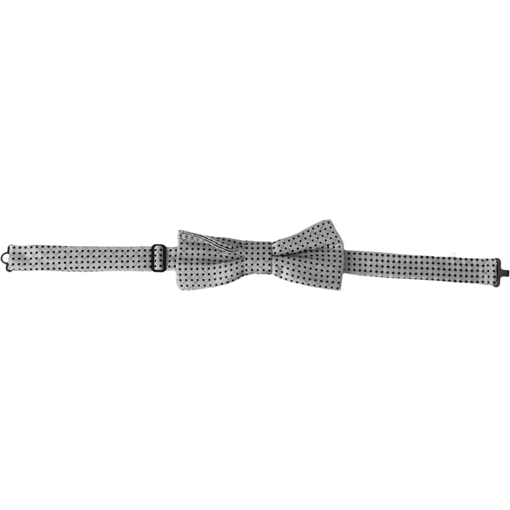 Dolce & Gabbana Gray Silk Polka Dot Adjustable Neck Men Papillon Bow Tie Dolce & Gabbana Light Slate Gray