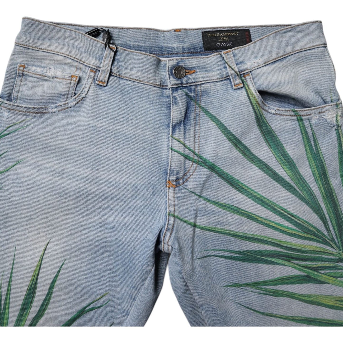 Dolce & Gabbana Dolce & Gabbana Light Blue Leaf Cotton Classic Men Denim Jeans 1728,67345645728,Blue,Clothing,Dolce & Gabbana,IT48 | M,Jeans & Pants - Men - Clothing,Material: 98% Cotton 2% Elastane,Men,Men - Clothing,New with tags PAN75204-48