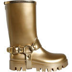 Dolce & Gabbana Dolce & Gabbana Metallic Gold Rubber PVC Rain Boots Shoes LA11307-37 1728,67345645728,Boots - Women - Shoes,Dolce & Gabbana,EU37/US6.5,Gold,Material: 90% PVC 6% PU 4% Polyester,New with tags,Women