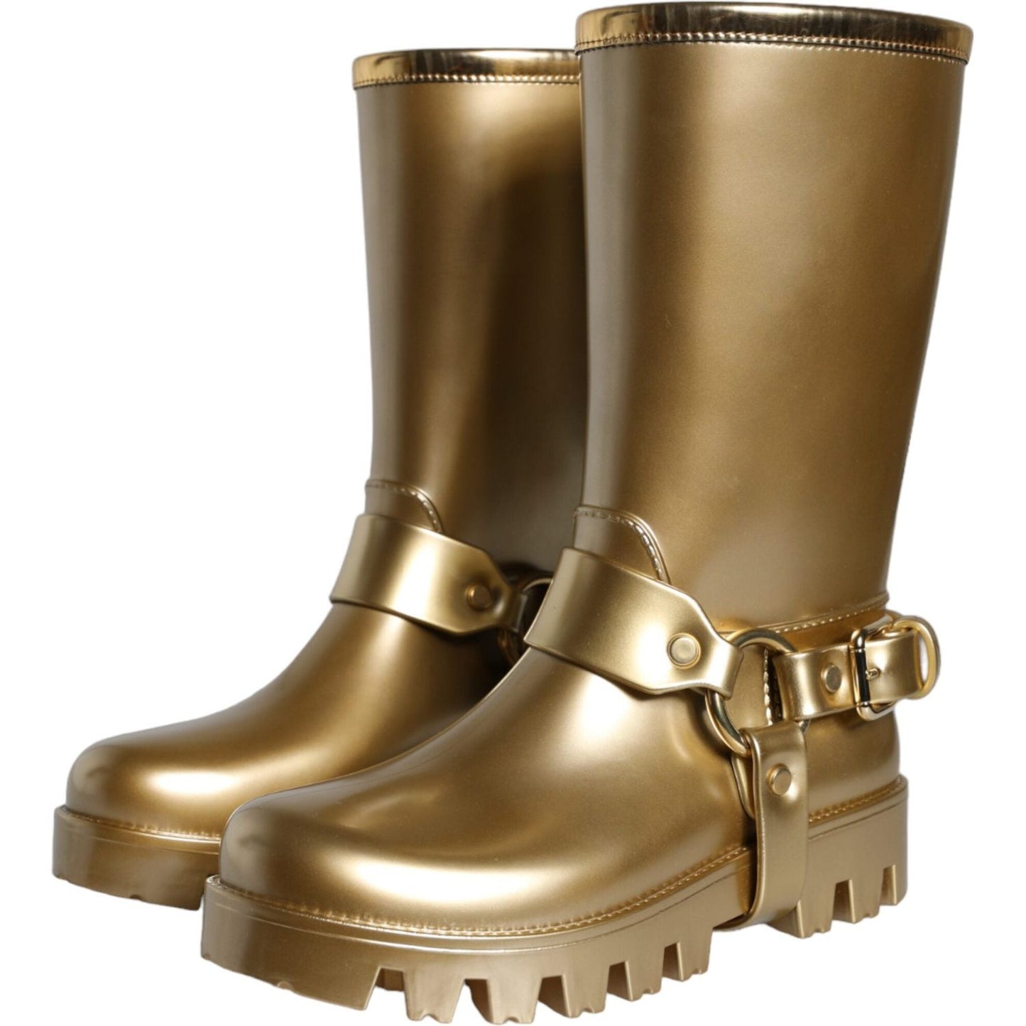 Dolce & Gabbana Dolce & Gabbana Metallic Gold Rubber PVC Rain Boots Shoes LA11307-37 1728,67345645728,Boots - Women - Shoes,Dolce & Gabbana,EU37/US6.5,Gold,Material: 90% PVC 6% PU 4% Polyester,New with tags,Women