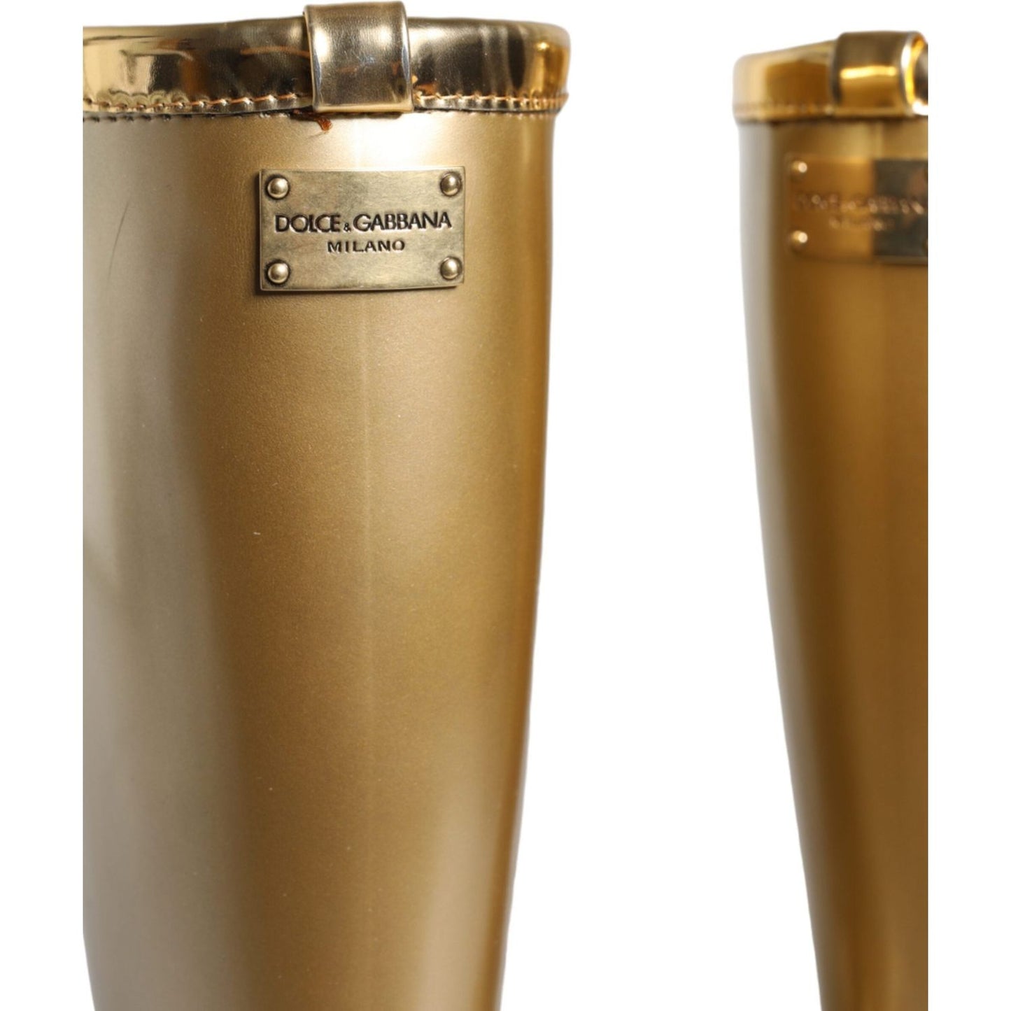 Dolce & Gabbana Dolce & Gabbana Metallic Gold Rubber PVC Rain Boots Shoes LA11307-37 1728,67345645728,Boots - Women - Shoes,Dolce & Gabbana,EU37/US6.5,Gold,Material: 90% PVC 6% PU 4% Polyester,New with tags,Women