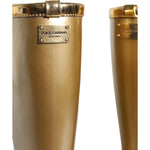 Dolce & Gabbana Dolce & Gabbana Metallic Gold Rubber PVC Rain Boots Shoes LA11307-37 1728,67345645728,Boots - Women - Shoes,Dolce & Gabbana,EU37/US6.5,Gold,Material: 90% PVC 6% PU 4% Polyester,New with tags,Women