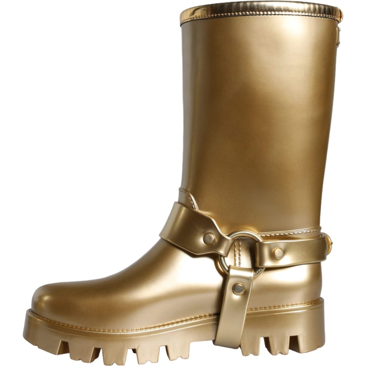 Dolce & Gabbana Dolce & Gabbana Metallic Gold Rubber PVC Rain Boots Shoes LA11307-37 1728,67345645728,Boots - Women - Shoes,Dolce & Gabbana,EU37/US6.5,Gold,Material: 90% PVC 6% PU 4% Polyester,New with tags,Women