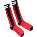 Dolce & Gabbana Dolce & Gabbana Red Cotton Stretch Printed Socks SCS2255-L 1728,67345645728,Dolce & Gabbana,L,Material: 73% Cotton 25% Nylon 2% Elastane,New with tags,Other - Women - Accessories,Red,Women