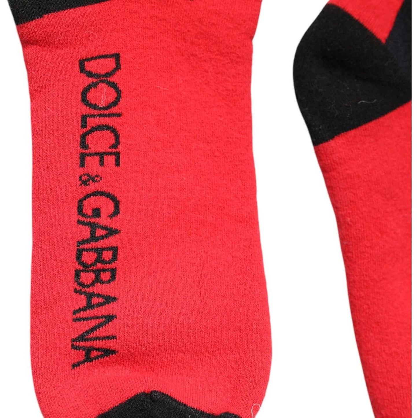 Dolce & Gabbana Dolce & Gabbana Red Cotton Stretch Printed Socks SCS2255-L 1728,67345645728,Dolce & Gabbana,L,Material: 73% Cotton 25% Nylon 2% Elastane,New with tags,Other - Women - Accessories,Red,Women