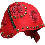 Dolce & Gabbana Dolce & Gabbana Red Crystal Gold Roses Brooch Embellished Hat HAT9652 1728,67345645728,Accessories,Dolce & Gabbana,Hat - Women - Accessories,Material: 60% Wool 13% Cotton 9% Viscose 8% Acetate 4% Polyester 4% Nylon 2% Silk,Preowned / Defec