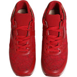 Dolce & Gabbana Dolce & Gabbana Red Floral Lace Leather Sneakers Shoes LA12348-36 1728,2% Leather,35% PA,67345645728,Dolce & Gabbana,EU36/US6,Material: 6% Elastane,other,Preowned / Defect,Red,Sneakers - Women - Shoes,Women