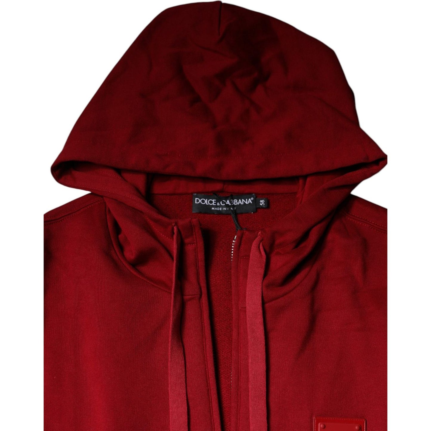 Dolce & Gabbana Dolce & Gabbana Red Logo Plaque Hooded Sweatshirt Sweater TSH86969-58 1728,67345645728,Dolce & Gabbana,IT58 | 3XL,Material: 100% Cotton,Men,Preowned / Defect,Red,Sweaters - Men - Clothing