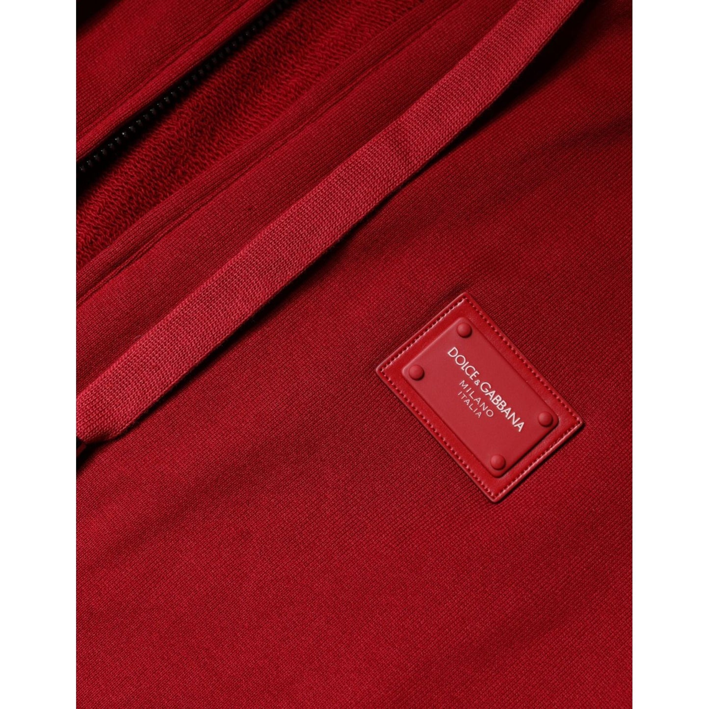 Dolce & Gabbana Dolce & Gabbana Red Logo Plaque Hooded Sweatshirt Sweater TSH86969-58 1728,67345645728,Dolce & Gabbana,IT58 | 3XL,Material: 100% Cotton,Men,Preowned / Defect,Red,Sweaters - Men - Clothing