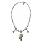 Dolce & Gabbana Silver Brass Clear Crystal Roses Pendants Necklace Necklace Dolce & Gabbana Dark Gray