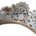 Dolce & Gabbana Dolce & Gabbana Silver Brass STRASS Crystal Crown Tiara LED Diadem SMY101441 Category-Accessories,Dolce & Gabbana,Gender-Women,Headbands - Women - Accessories,Material: 40% Brass 30% Crystal 25% Silk 5% Cotton,New with tags,Silver,Subcateg