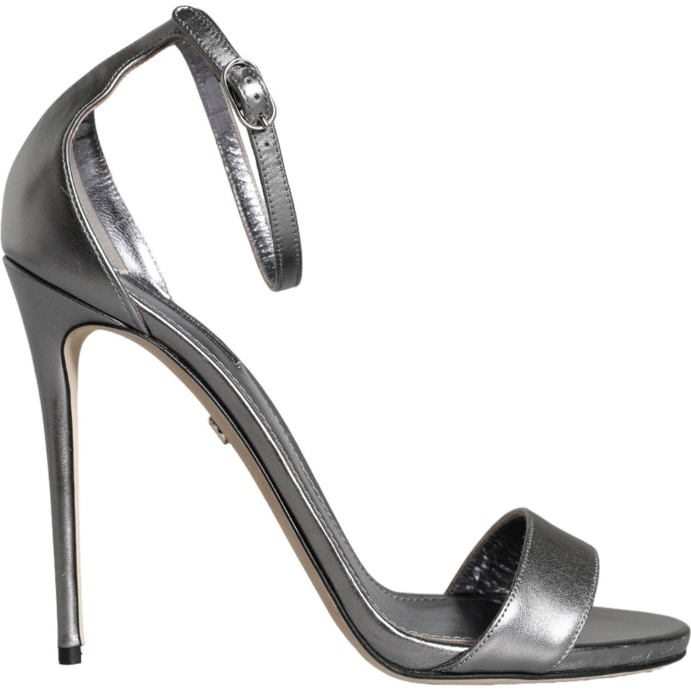 Dolce & Gabbana Dolce & Gabbana Silver KEIRA Heels Ankle Strap Sandals Shoes LA11339-40 1728,67345645728,Dolce & Gabbana,EU40/US9.5,Material: 100% Lamb Leather,Preowned / Defect,Sandals - Women - Shoes,Silver,Women