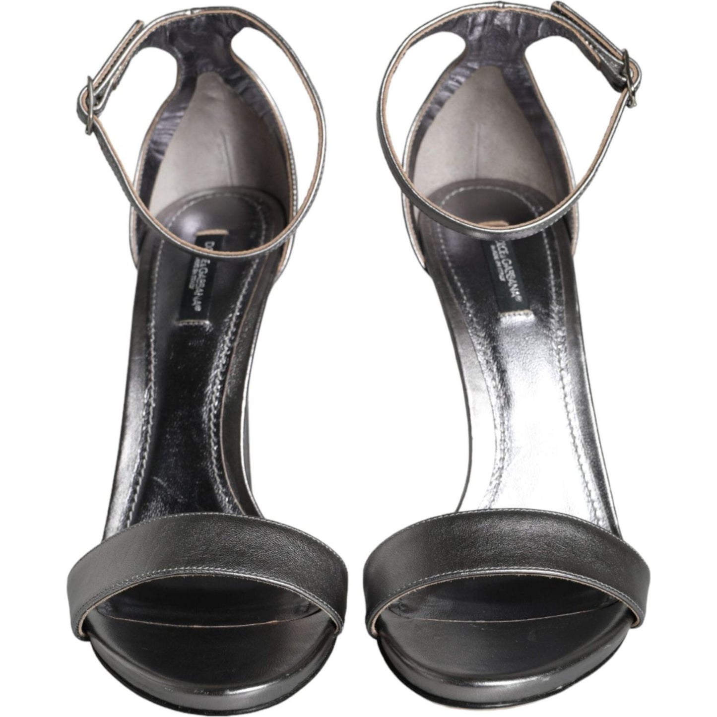 Dolce & Gabbana Dolce & Gabbana Silver KEIRA Heels Ankle Strap Sandals Shoes LA11339-40 1728,67345645728,Dolce & Gabbana,EU40/US9.5,Material: 100% Lamb Leather,Preowned / Defect,Sandals - Women - Shoes,Silver,Women