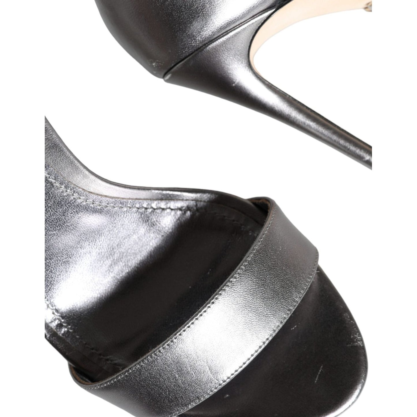 Dolce & Gabbana Dolce & Gabbana Silver KEIRA Heels Ankle Strap Sandals Shoes LA11339-40 1728,67345645728,Dolce & Gabbana,EU40/US9.5,Material: 100% Lamb Leather,Preowned / Defect,Sandals - Women - Shoes,Silver,Women