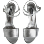 Dolce & Gabbana Silver KEIRA Heels Ankle Strap Sandals Shoes Dolce & Gabbana Light Slate Gray