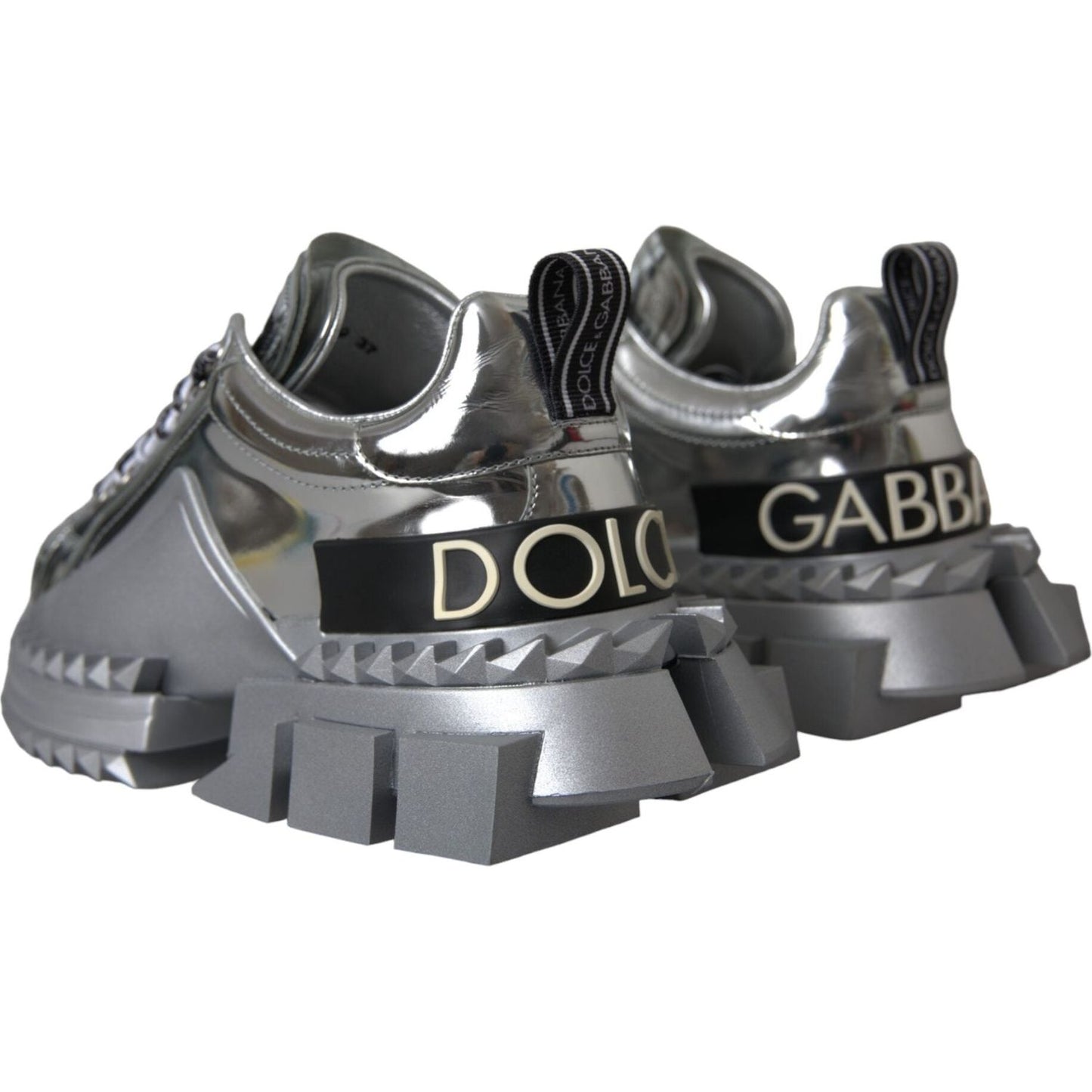 Dolce & Gabbana Dolce & Gabbana Silver Leather Super Queen Sneakers Shoes LA11077-36 1728,67345645728,Dolce & Gabbana,EU36/US5.5,Material: 57% Leather 43% Viscose,Preowned / Defect,Silver,Sneakers - Women - Shoes