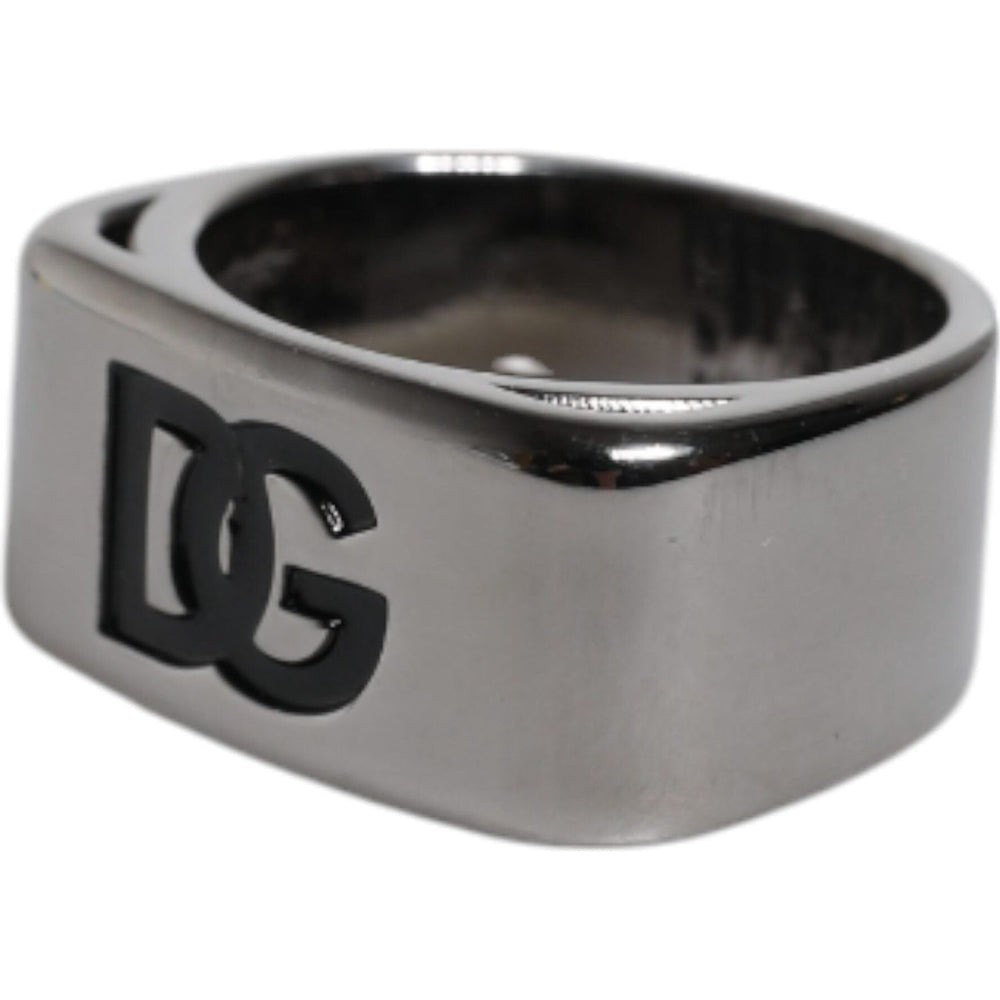 Dolce & Gabbana Dolce & Gabbana Silver Tone Brass Anello DG Logo Ring SMY10559-62 1728,67345645728,Dolce & Gabbana,EU62 | US10.5,Material: 100% Brass,Men,New with tags,Rings - Men - Jewelry,Silver