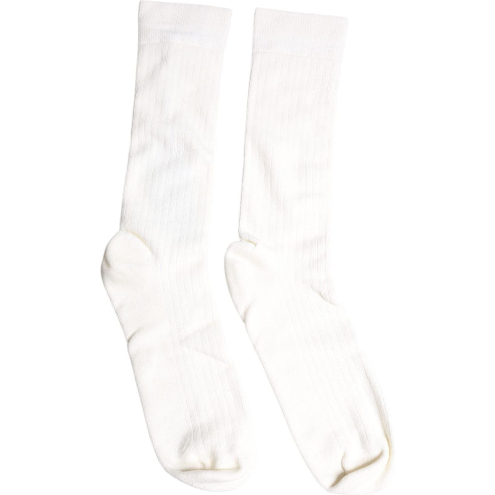 Dolce & Gabbana Dolce & Gabbana White Cotton Solid Mid Calf Men Socks SCS2215-L 1728,67345645728,Accessories,Dolce & Gabbana,L,Material: 100% Cotton,Men,Men - Accessories,Preowned / Defect,Socks - Men - Accessories,White