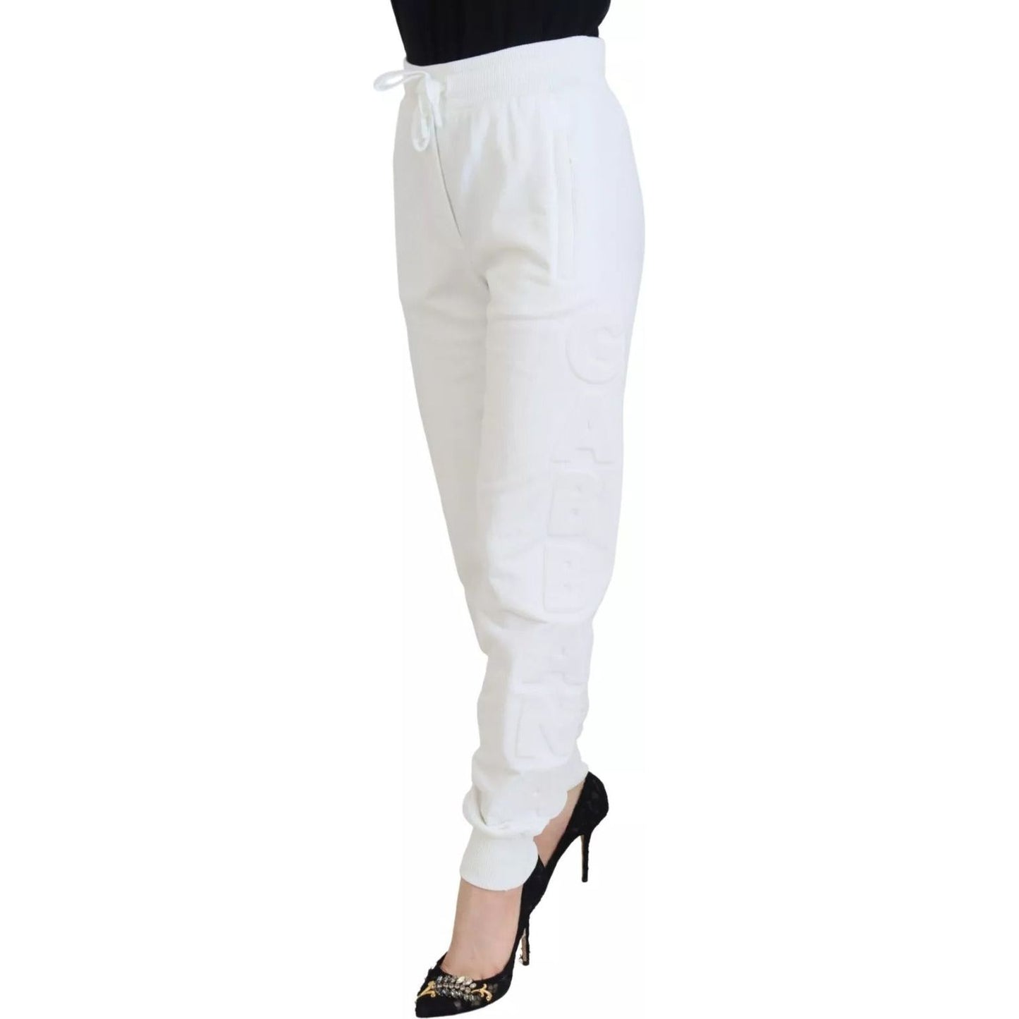 Dolce & Gabbana Dolce & Gabbana White Cotton Women Sweatpants Trouser Pants PAN74031-40 1728,67345645728,Dolce & Gabbana,IT40|S,Jeans & Pants - Women - Clothing,Preowned / Defect,White,Women