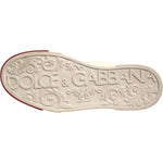 Dolce & Gabbana-Dolce & Gabbana White Leather Logo Portofino Sneakers Shoes-1728,67345645728,Dolce & Gabbana,EU 42 | US 9,Material: 100% Calf Leather,Men,Men - Shoes,New with tags,Shoes,Sneakers - Men - Shoes,White and Red-MV6886-42