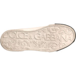 Dolce & Gabbana-Dolce & Gabbana White Leather Logo Portofino Sneakers Shoes-1728,67345645728,Black/White,Dolce & Gabbana,EU41.5/US8.5,Material: 100% Calf Leather,Men,Men - Shoes,Preowned / Defect,Shoes,Sneakers - Men - Shoes-MV6912#2- 41.5