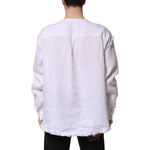 Dolce & Gabbana Dolce & Gabbana White Linen Long Sleeves Casual Men Shirt TSH906901-43 1728,67345645728,Clothing,Dolce & Gabbana,IT43 | 2XL,Material: 100% Linen,Men,Men - Clothing,Preowned / Defect,Shirts - Men - Clothing,White