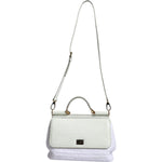 Dolce & Gabbana White Rafia Leather Top Handle Crossbody Bag Dolce & Gabbana Light Gray
