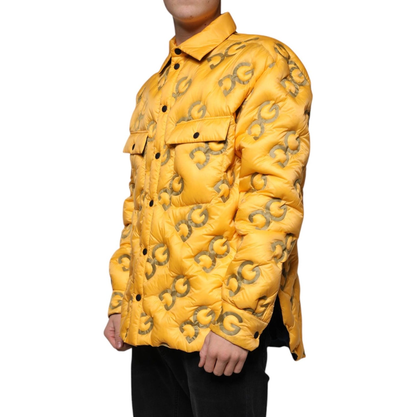 Dolce & Gabbana Yellow Logo Padded Buttoned Blouson Jacket JKT41270-52