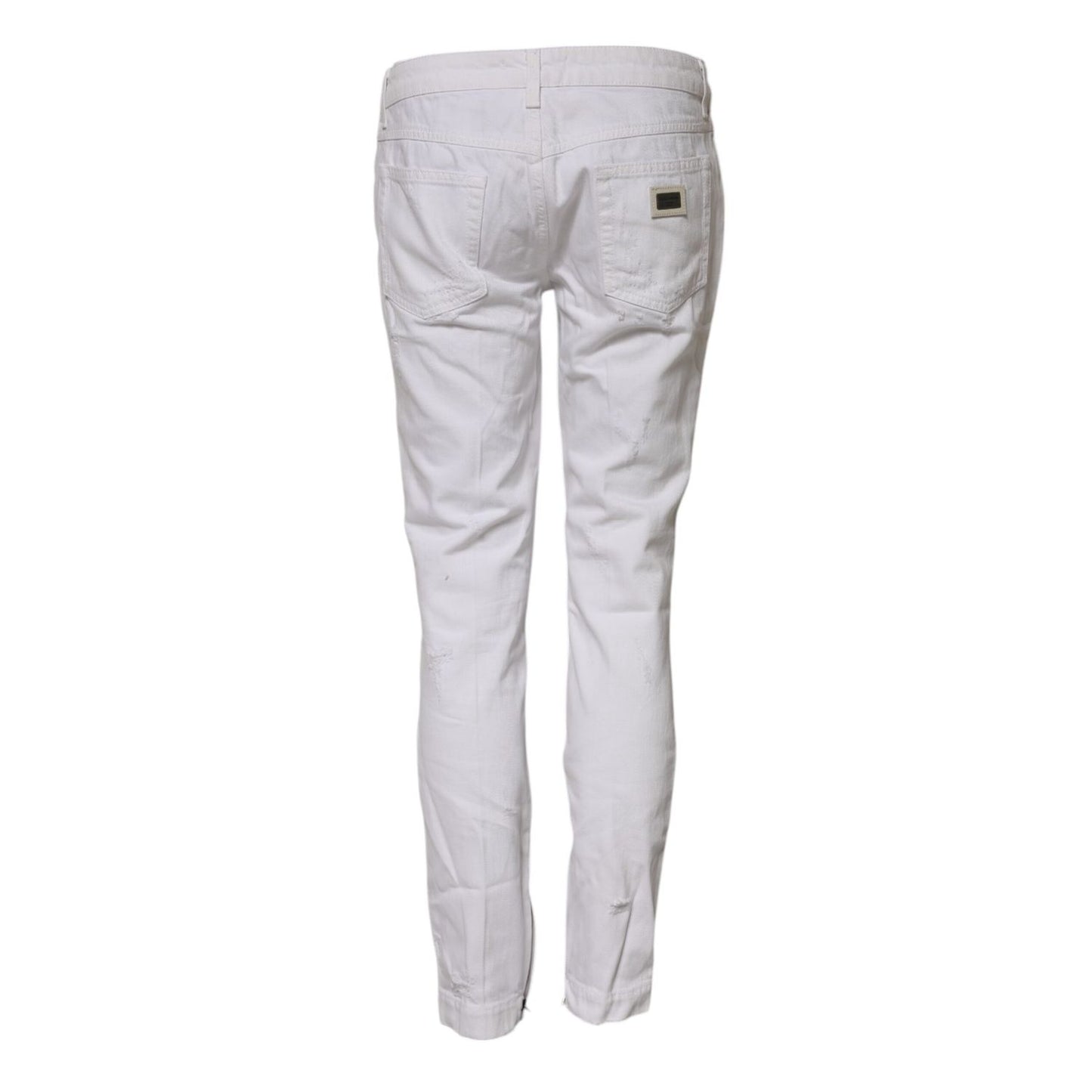 Dolce & Gabbana White Cotton Mid Waisted Women Denim Jeans