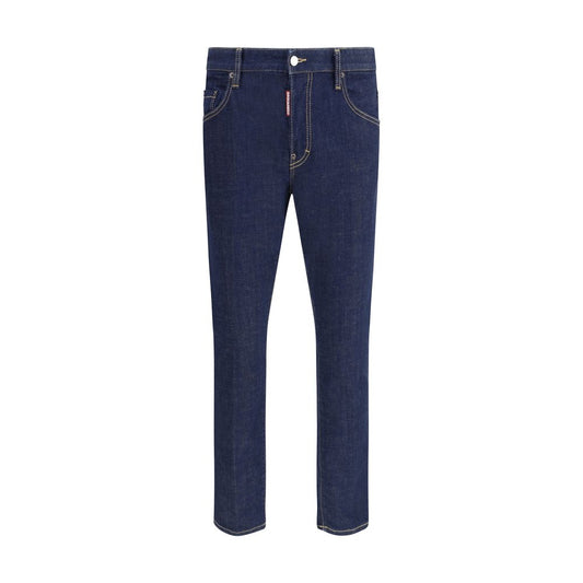 Dsquared² Blue Cotton Straight-Leg Jeans
