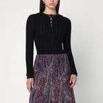 ETRO Black hooded sweater in silk blend