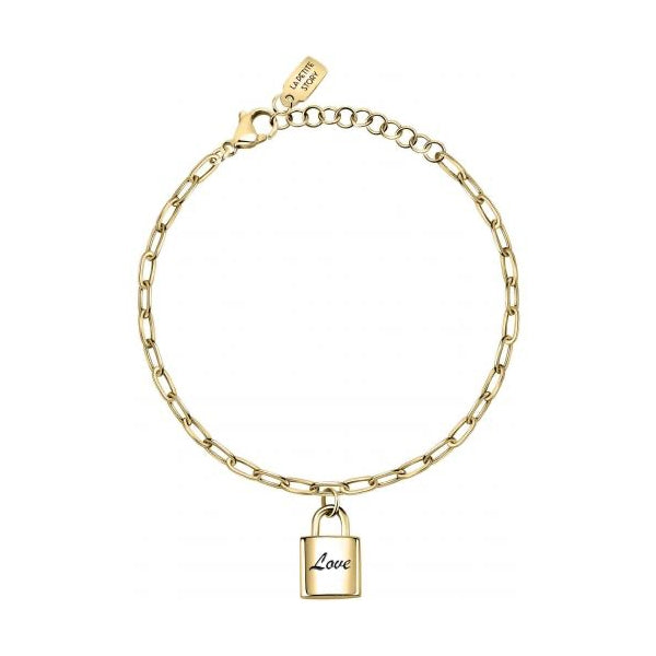 Gold bracelet with lock pendant LA PETITE STORY JEWELRY Mod. LPS05ASD18 showcasing elegant design.