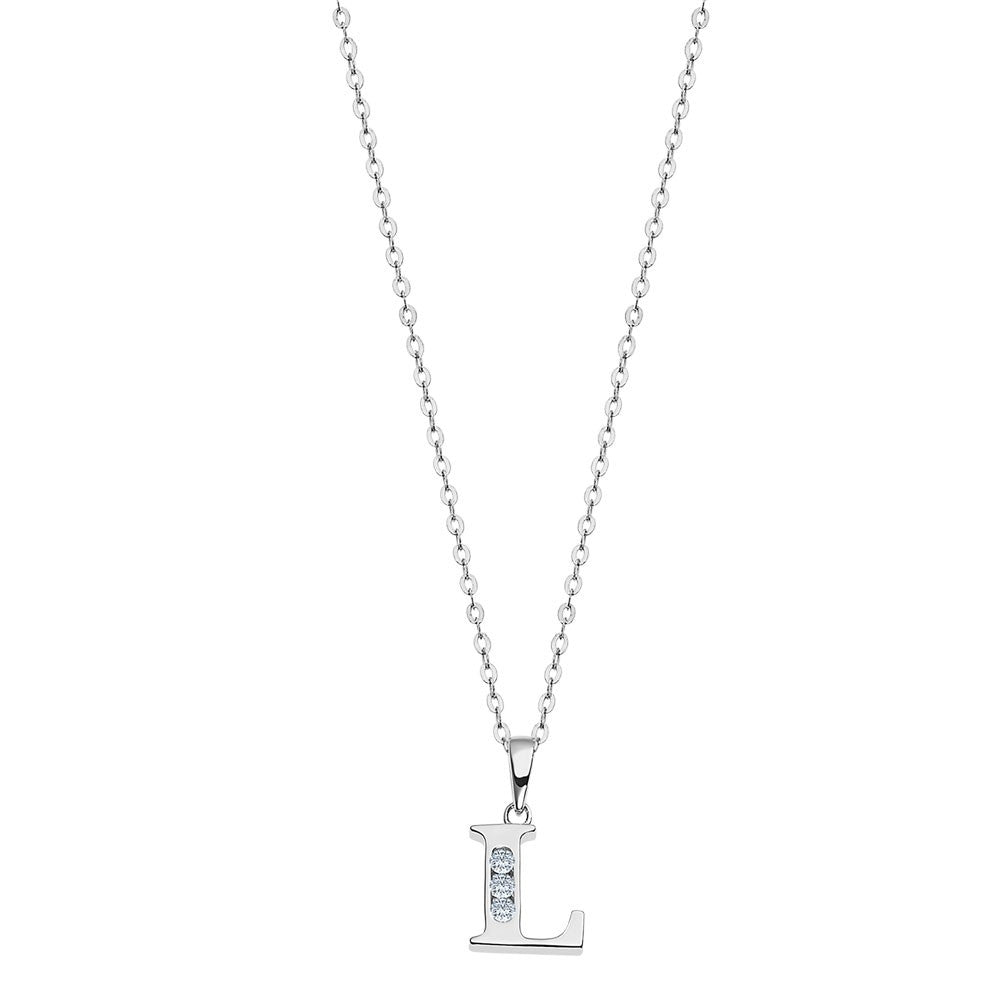 LOTUS JEWELS JEWELRY Mod. LP3054-1/L silver necklace with letter L pendant.