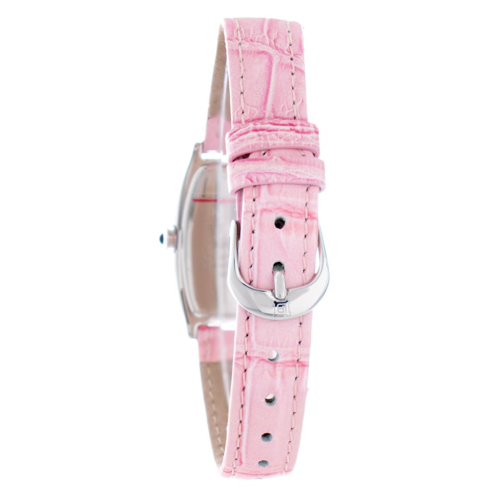 Laura Biagiotti Multicolor Leather Dress Watch with pink leather strap and silver buckle, featuring stainless steel case.