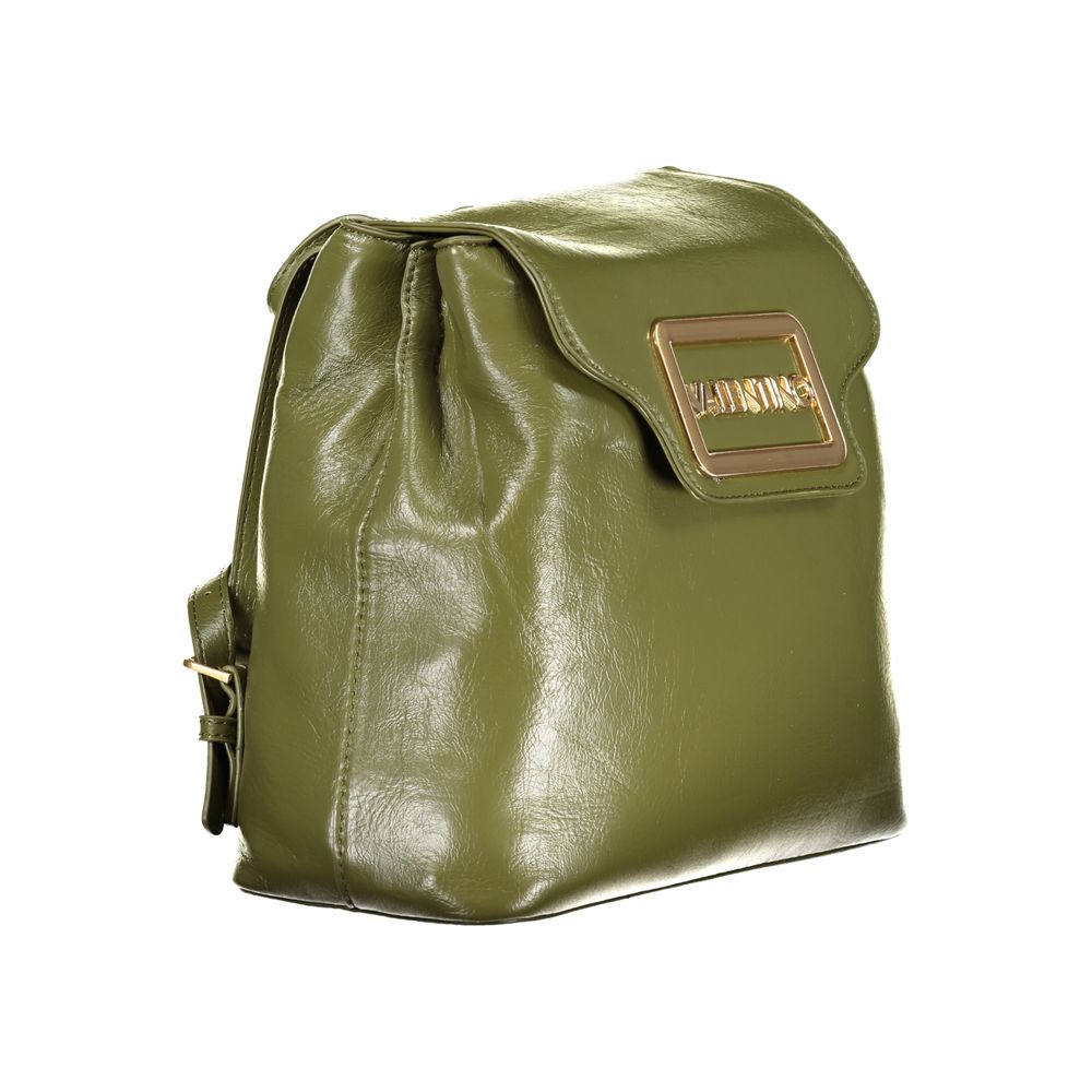 Mario Valentino Green Polyethylene Backpack with adjustable straps and multiple compartments, featuring a logo and stylish design.